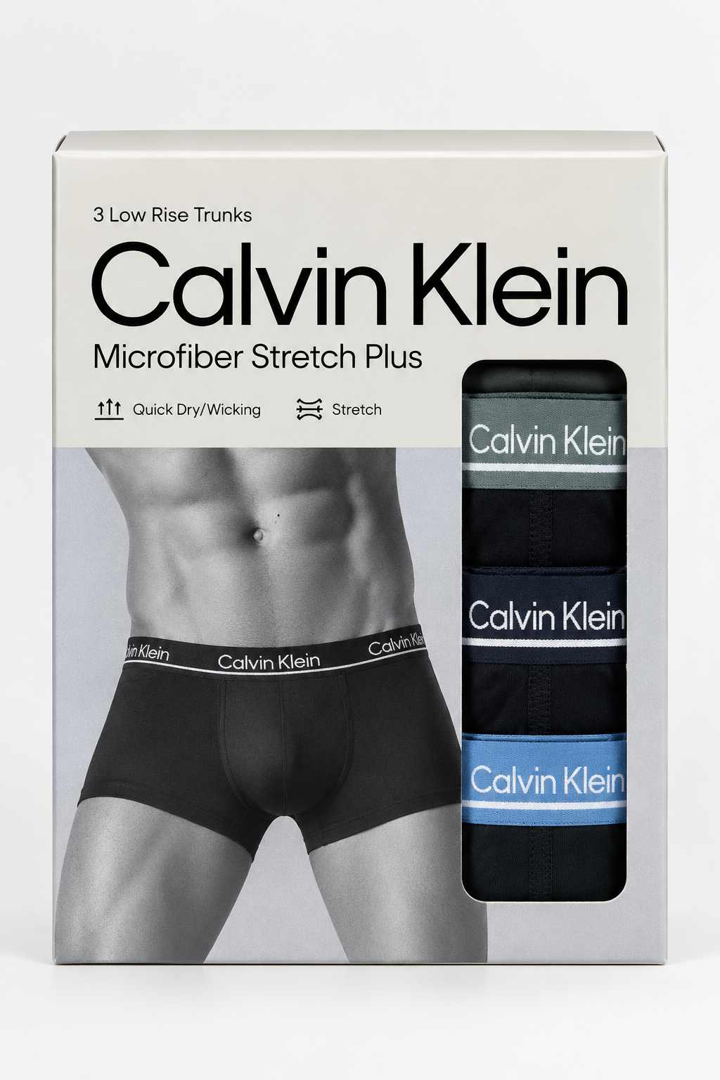 Calvin Klein Men's 3-Pack Micro Plus Low Rise Trunks - Shoreline/ Shoreline Regatta/ Shoreline Wolf Grey