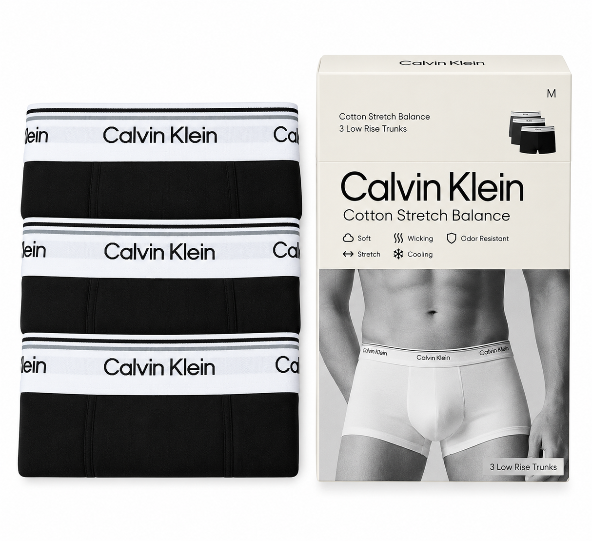 Calvin Klein Men's 3-Pack Balance Low Rise Trunk - Black