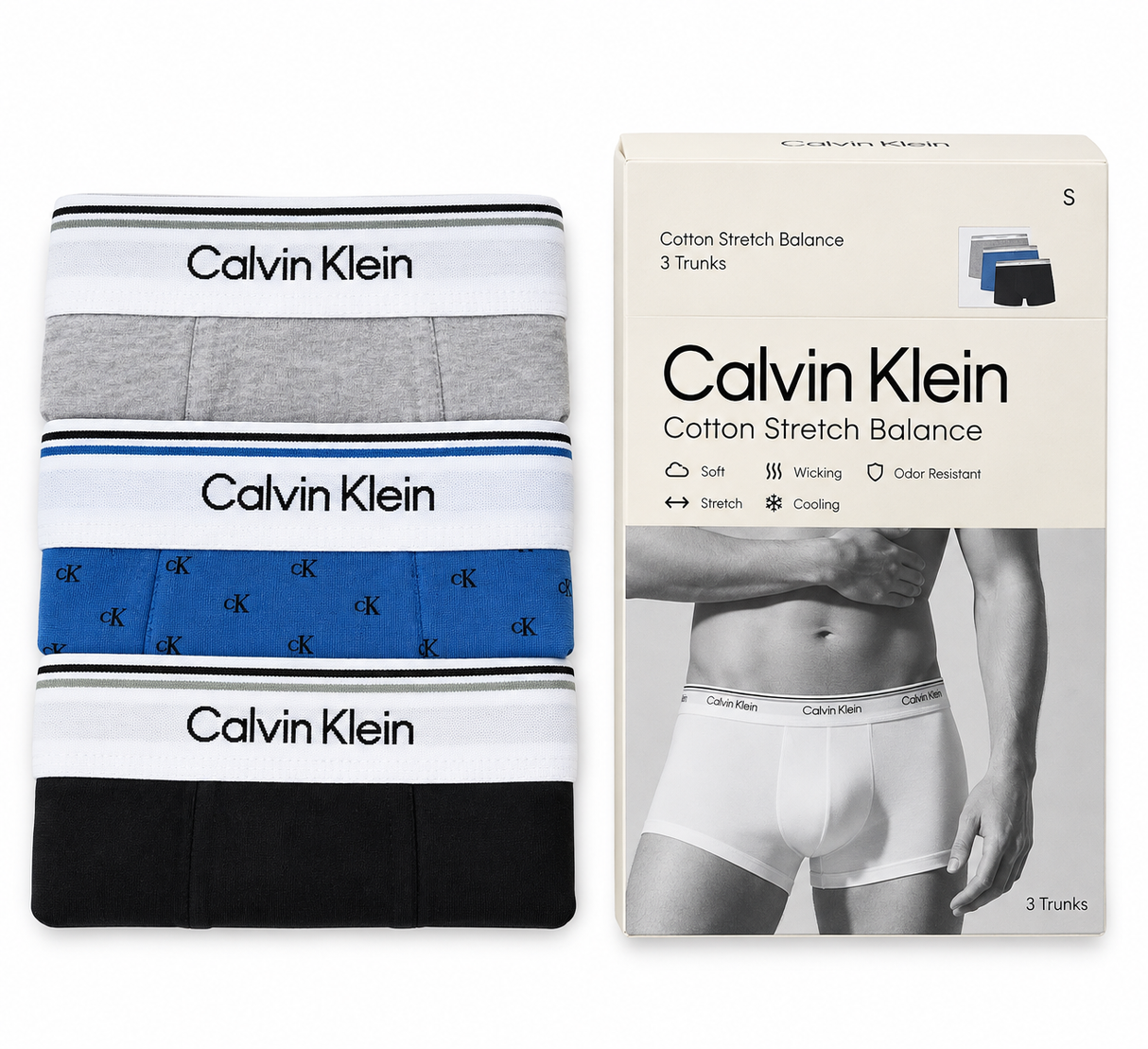 Calvin Klein Underwear Men's Balance 3-Pack Trunk - Pct/Dft/Sil