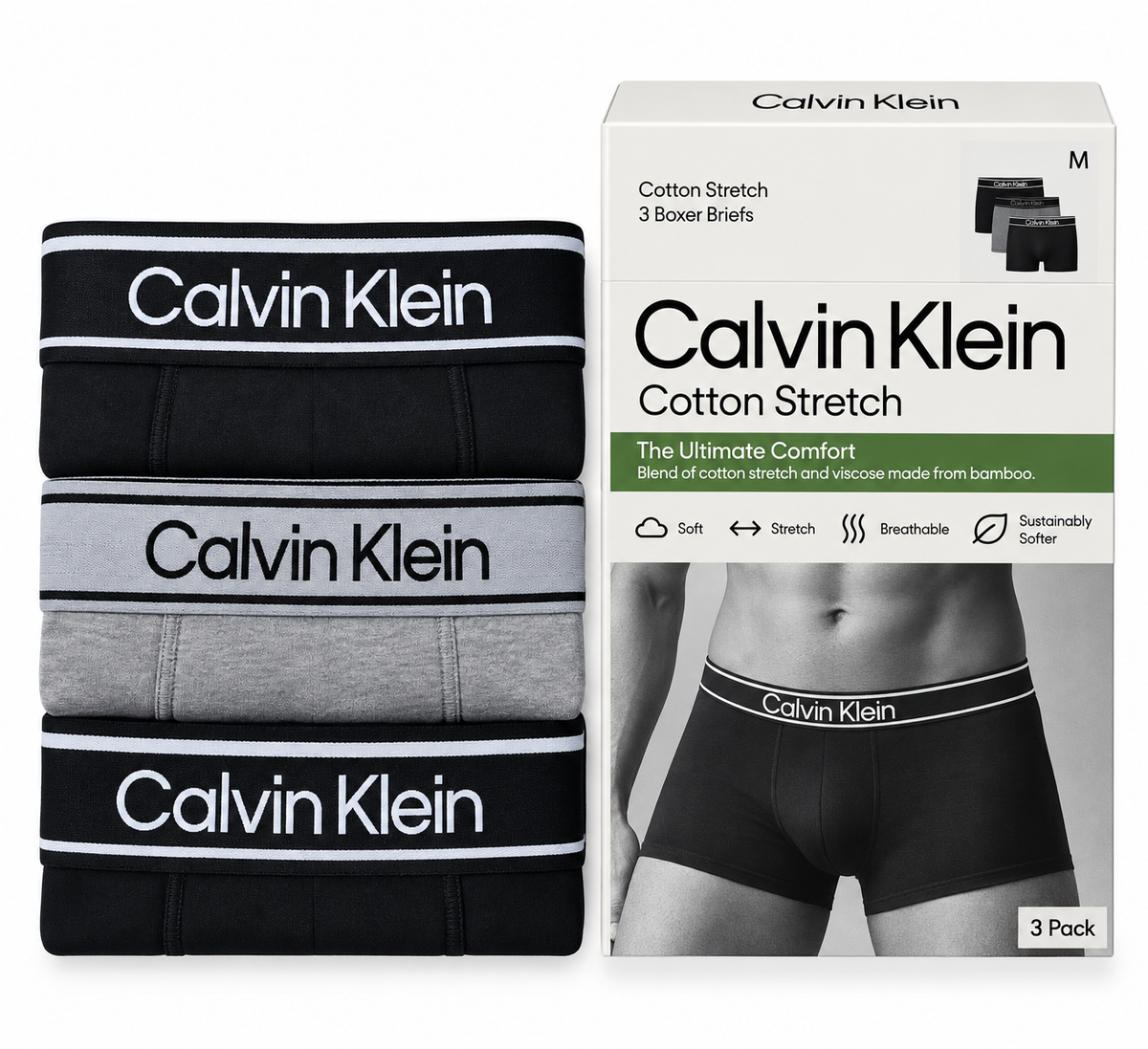 LOW RISE TRUNK 3PK - black/ wolf grey/ black