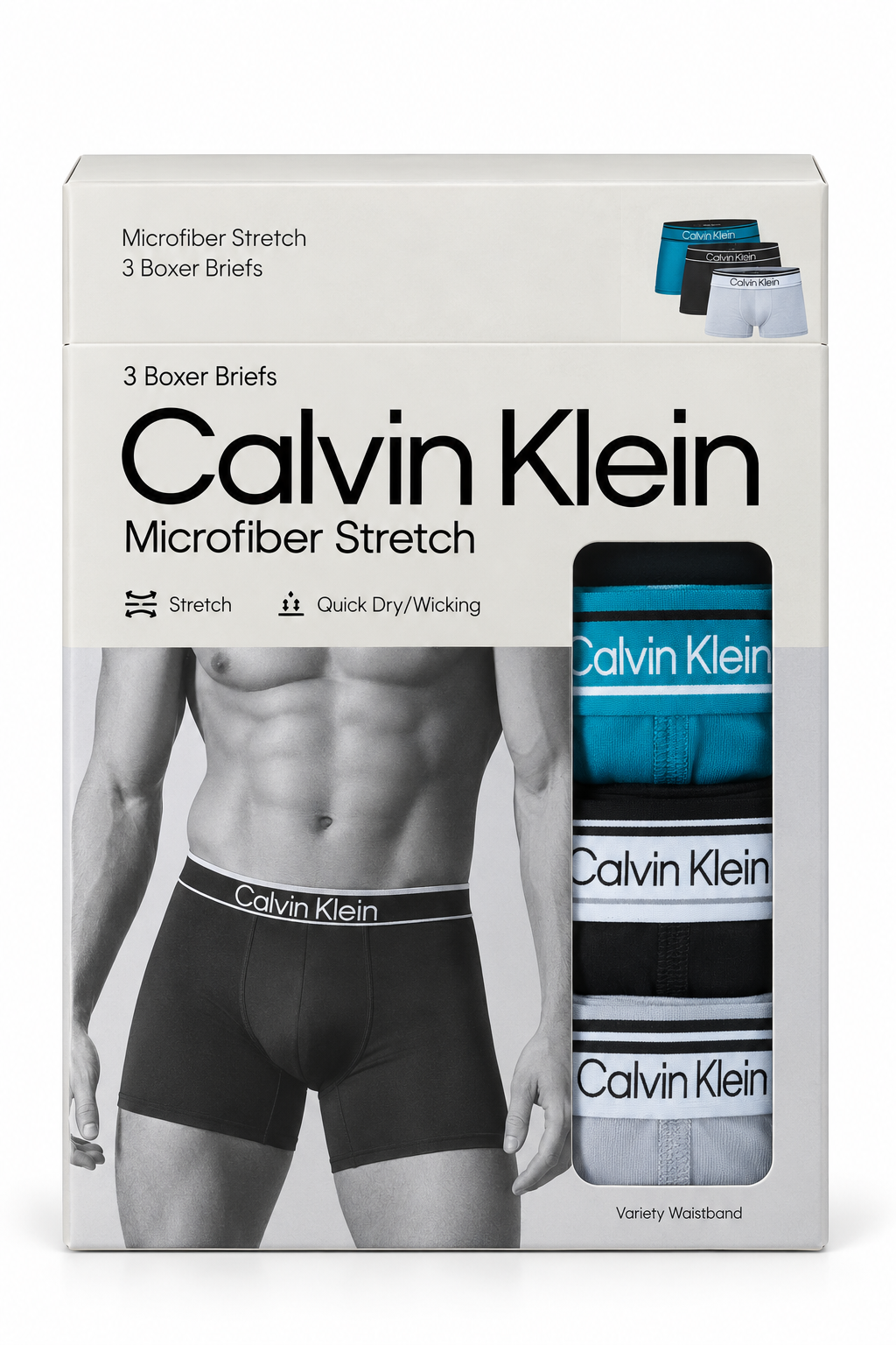 Boxer Brief 3Pk - High Rise / Teal Breeze W Black/ Black W Wolf Grey