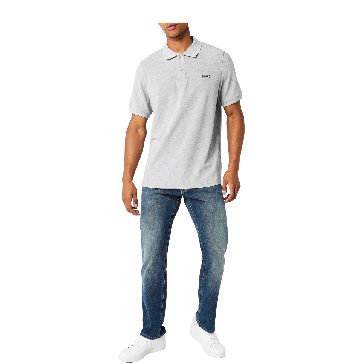 Slazenger Men's Plain Polo Shirt - Grey Marle