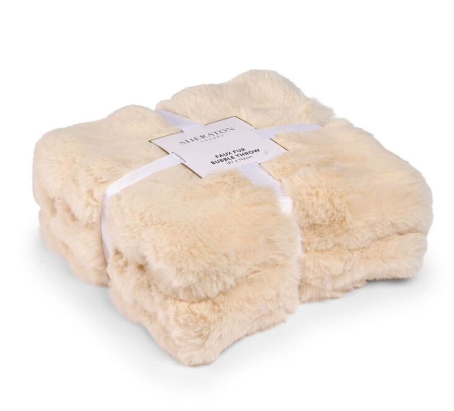 Sheraton Luxury Maison Faux Fur Throw Cream