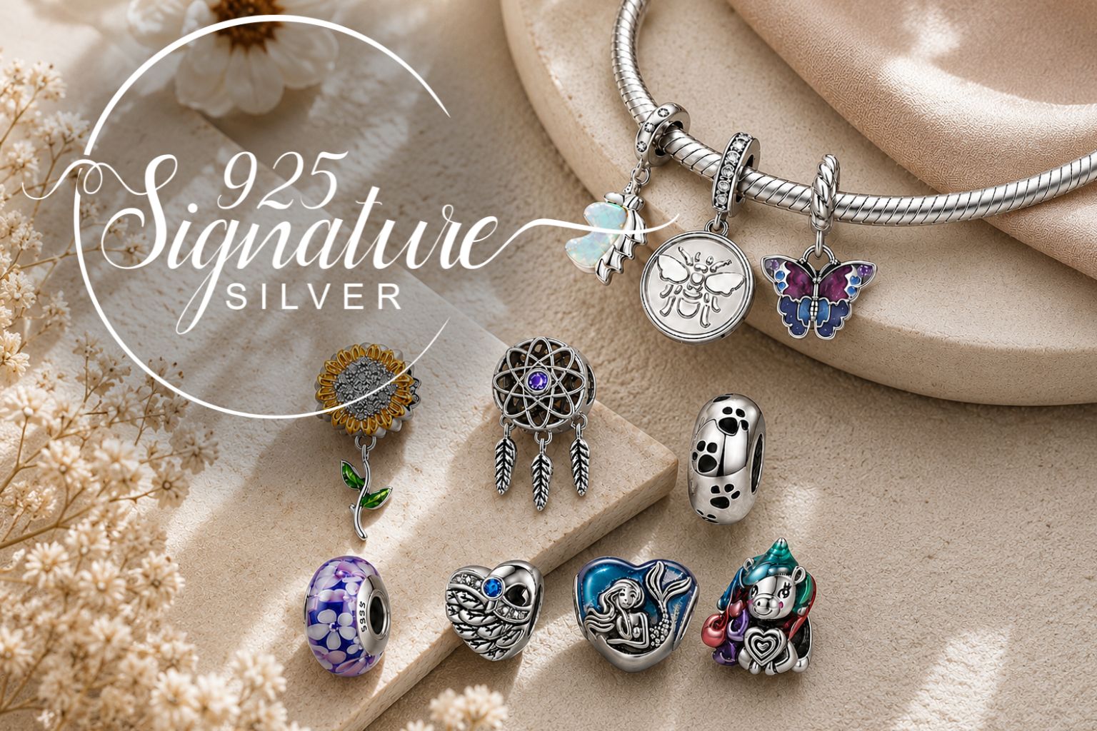 925 Signature Silver Charms