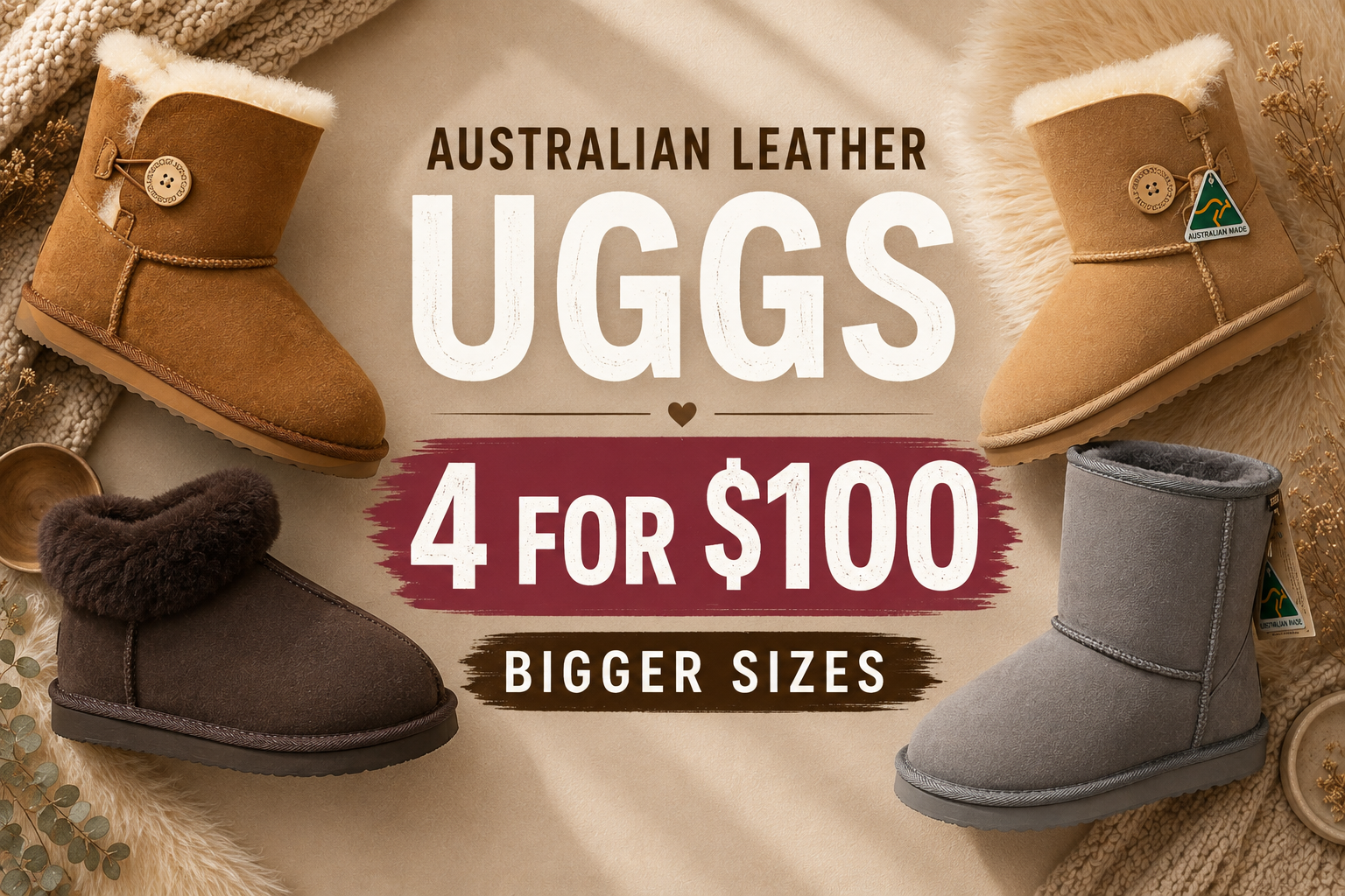 Aus Leather Uggs 4 for $100