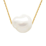 Necklace Baroque Baroque Freshwater Pearl White Yellow Gold 11-12mm