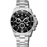 Christophe Duchamp Marine Chrono - Black Dial with Black Bezel and Silver Stainless Steel Strap