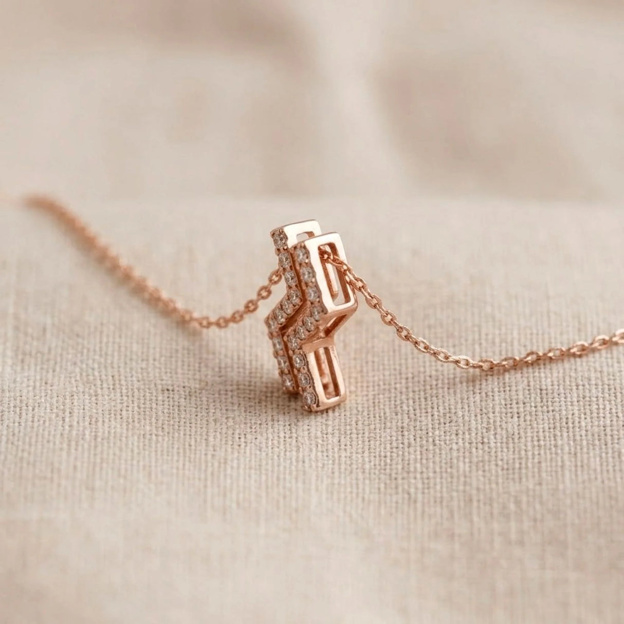 Krystal Couture Zigzag Pendant Necklace in Rose Gold Embellished with SWAROVSKI Crystals