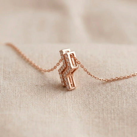 Krystal Couture Zigzag Pendant Necklace in Rose Gold Embellished with SWAROVSKI Crystals