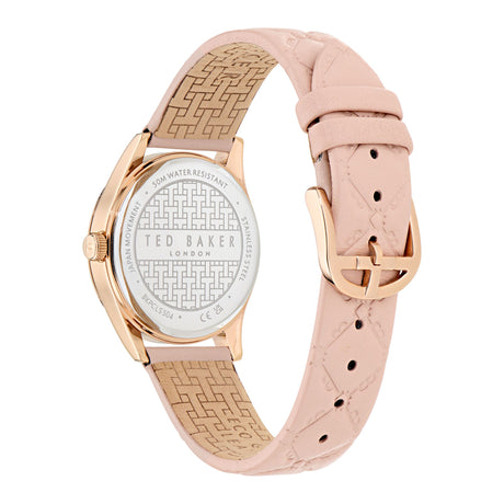 Ted Baker Womens Coolly Rose Gold-Tone Pink Embossed Leather Watch