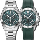 Christophe Duchamp Stratos - Green Dial with Silver Stainless Steel Strap & Green Rubber Strap