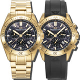 Christophe Duchamp Stratos - Black Dial with Gold Stainless Steel Strap & Black Rubber Strap