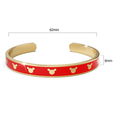Bullion Gold Mickey Mini Enamel Cuff Bangle Red Gold