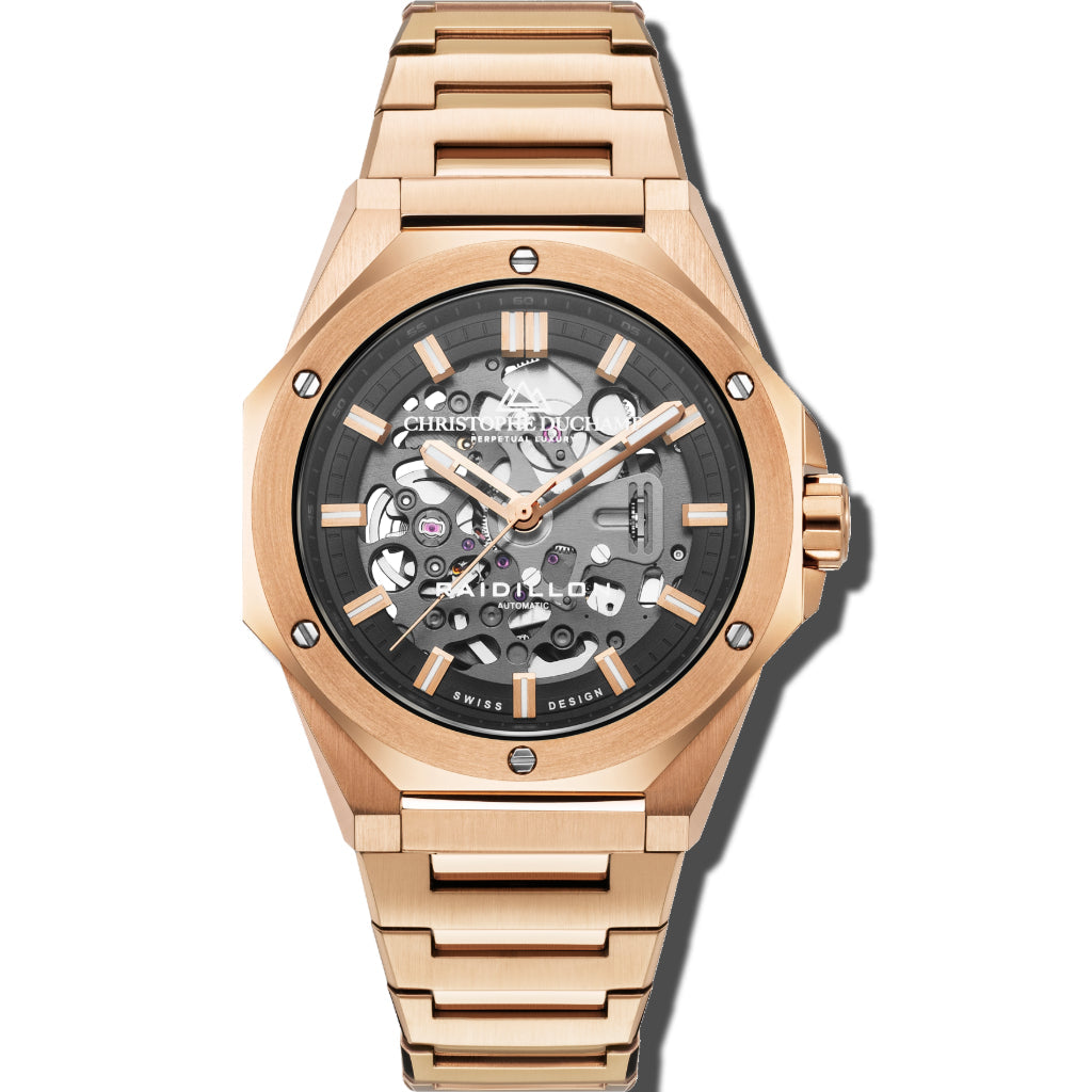 Christophe Duchamp Raidillon Skeleton - Rose Gold Dial with Rose Gold Stainless Steel Strap