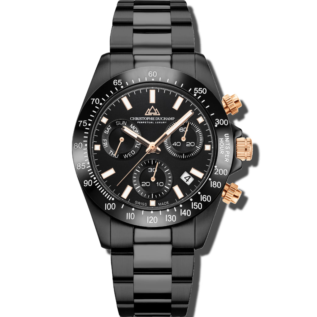 Christophe Duchamp Grand Mont Ceramic - Black Dial with Black Stainless Steel Strap