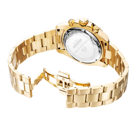Christophe Duchamp Marine Chrono - Black Dial with Gold Stainless Steel Strap