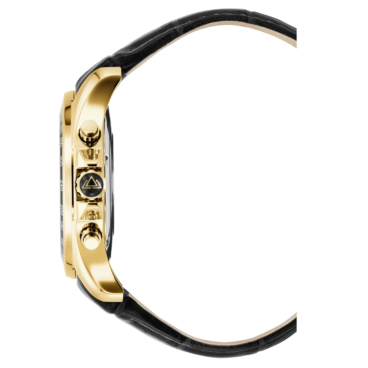 Christophe Duchamp Volcan - Black Dial with Gold Case and Black Leather Strap