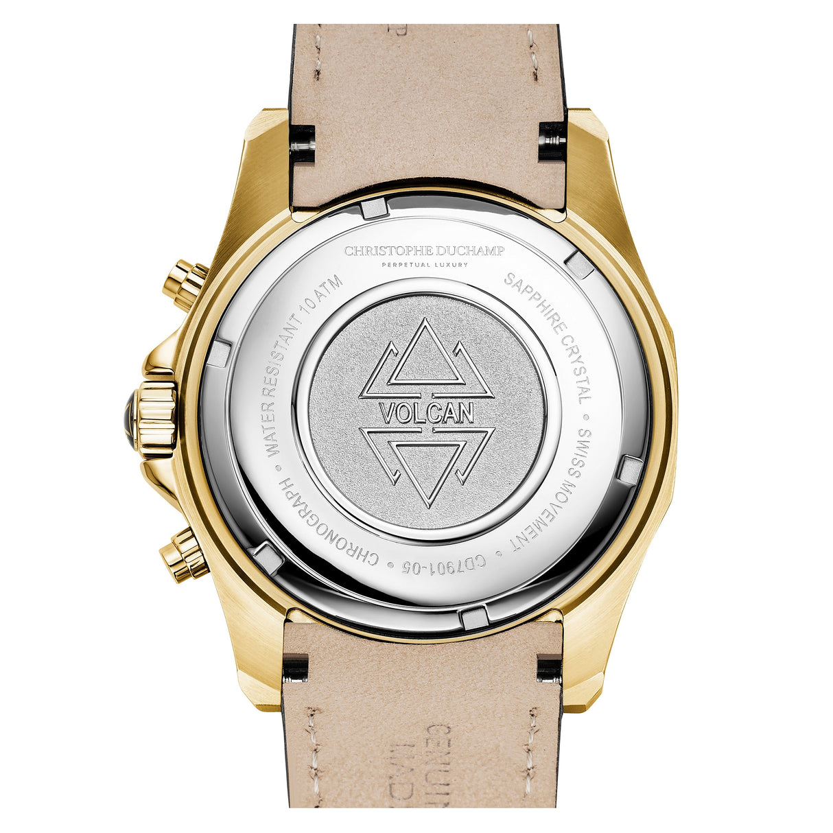 Christophe Duchamp Volcan - Black Dial with Gold Case and Black Leather Strap