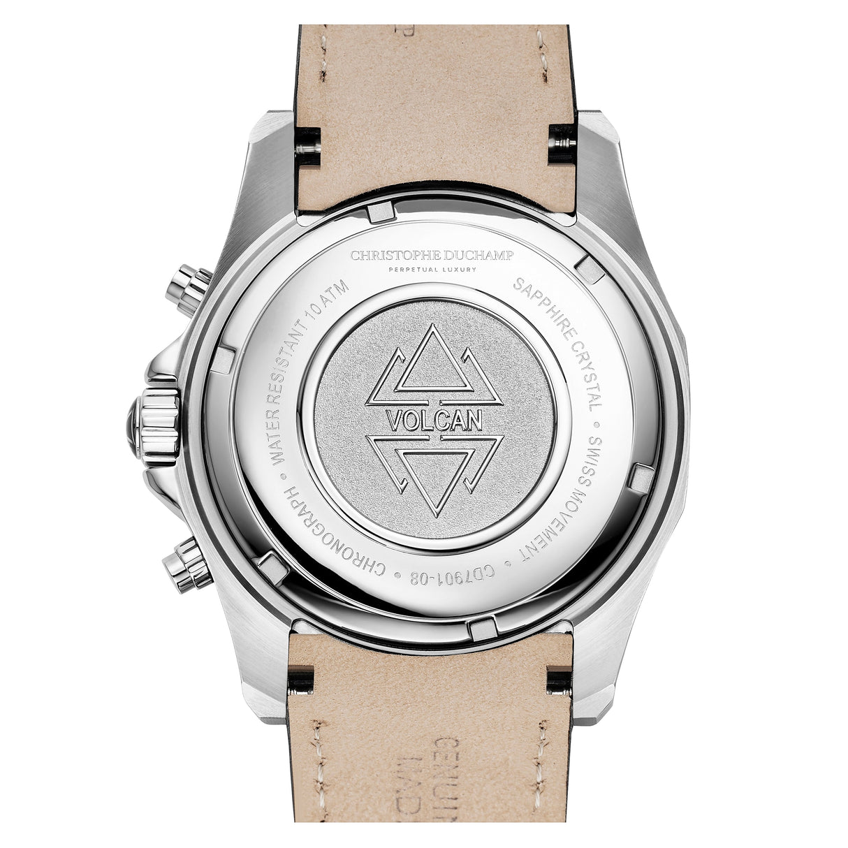 Christophe Duchamp Volcan - White Dial with Black Leather Strap
