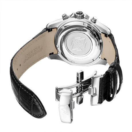 Christophe Duchamp Volcan - Black Dial with Silver Case and Black Leather Strap