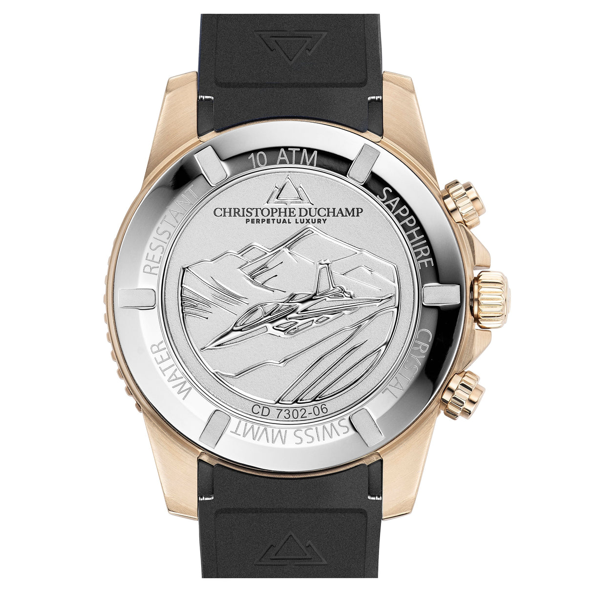 Christophe Duchamp Velocite V2 - Black Dial with Gold Case and Black Rubber Strap
