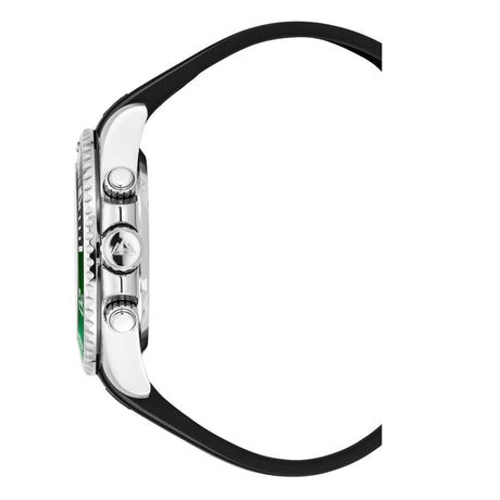 Christophe Duchamp Marine Chrono Rubber - Black Dial with Silver Case, Black & Green Bezel and Black Rubber Strap