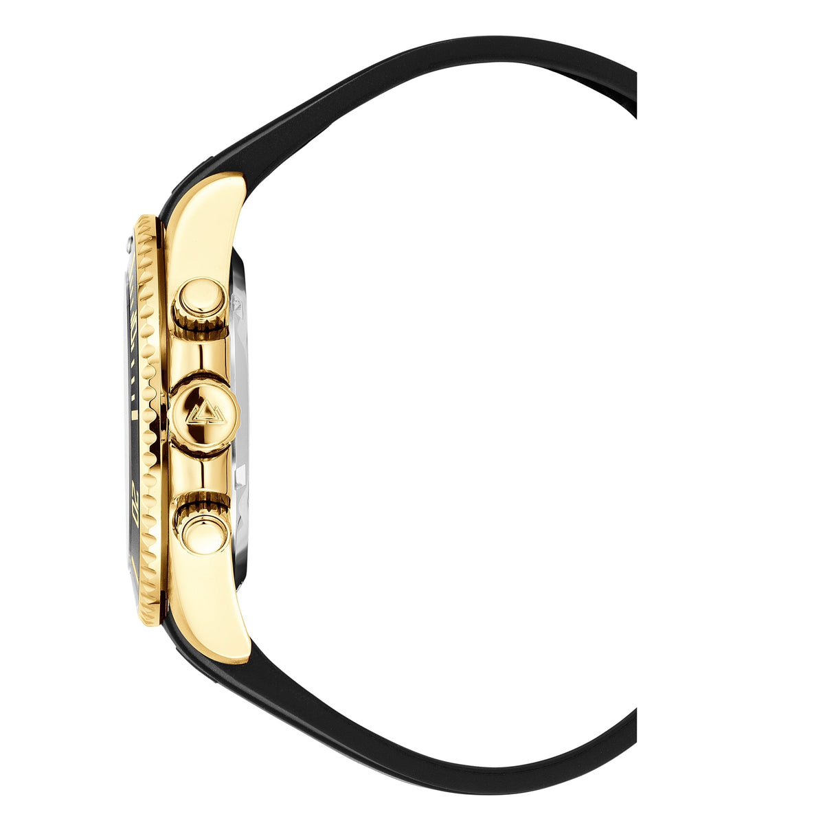 Christophe Duchamp Marine Chrono Rubber - Black Dial with Gold Case, Black Bezel and Black Rubber Strap