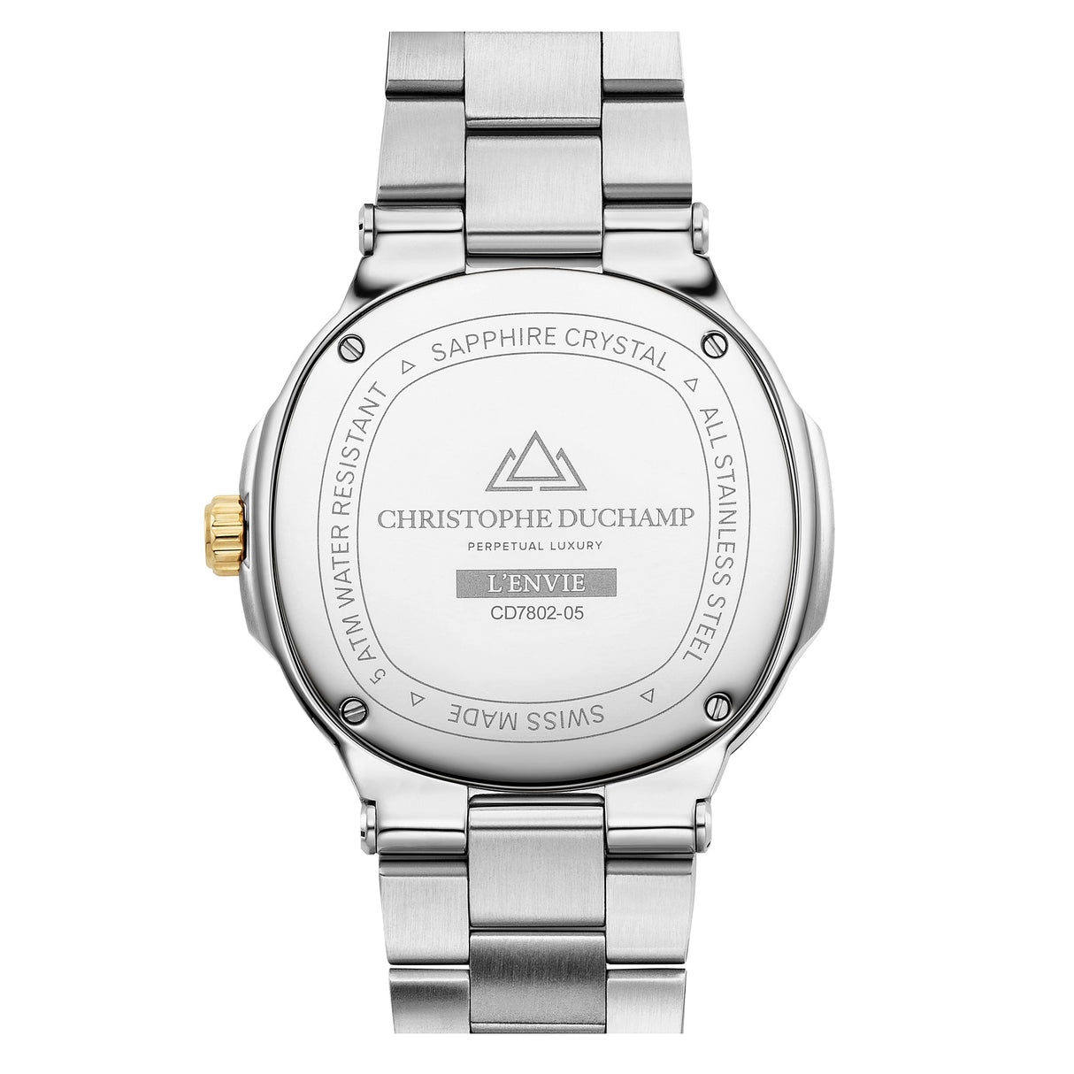 Christophe Duchamp L'envie Moonphase - Black Dial with Gold & Silver Stainless Steel Strap