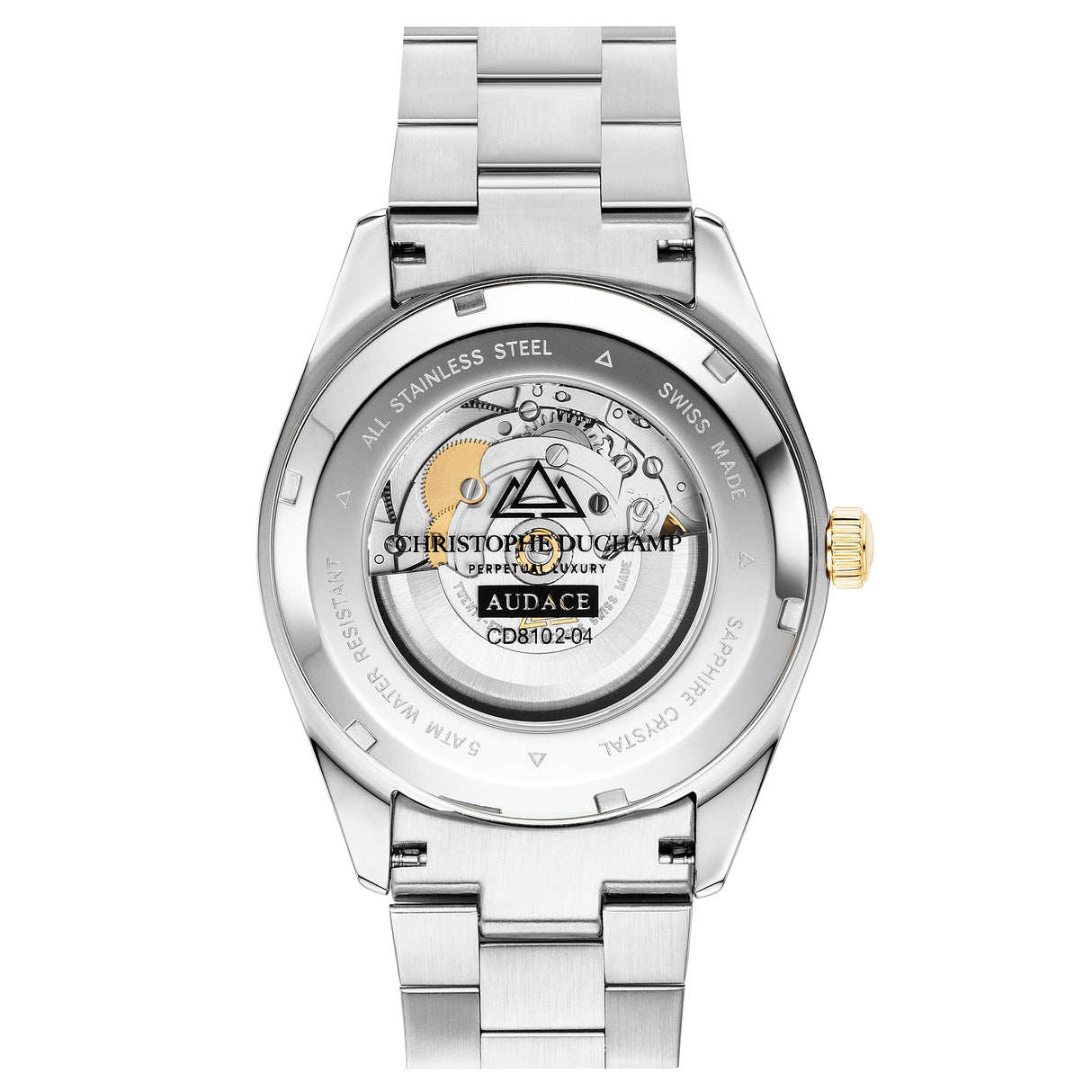 Christophe Duchamp Audace  - Black Dial with Gold & Silver Stainless Steel Strap