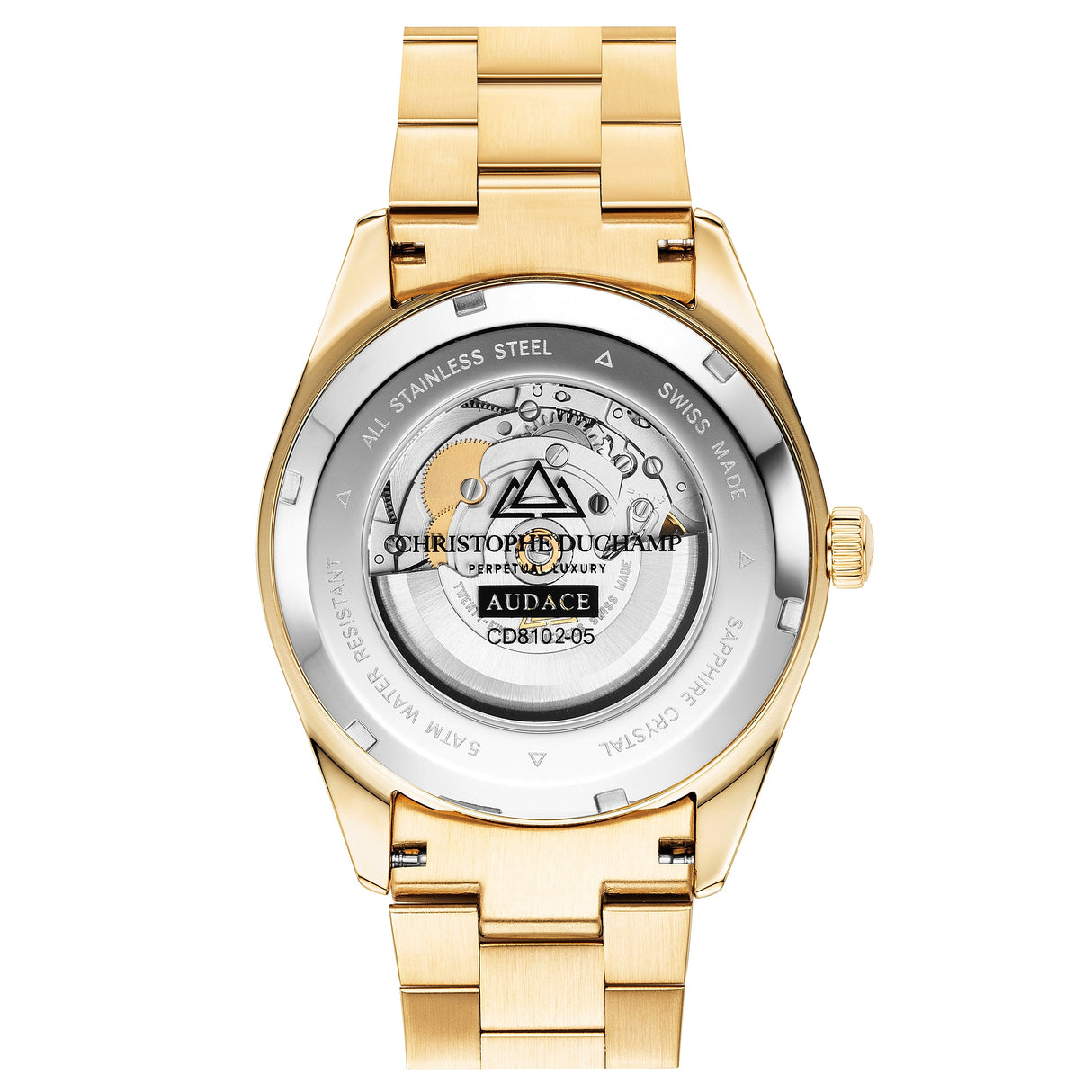 Christophe Duchamp Audace  - White Dial with Gold Stainless Steel Strap