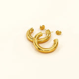 Bullion Gold Creole C-Hoop Gold Layered Earrings
