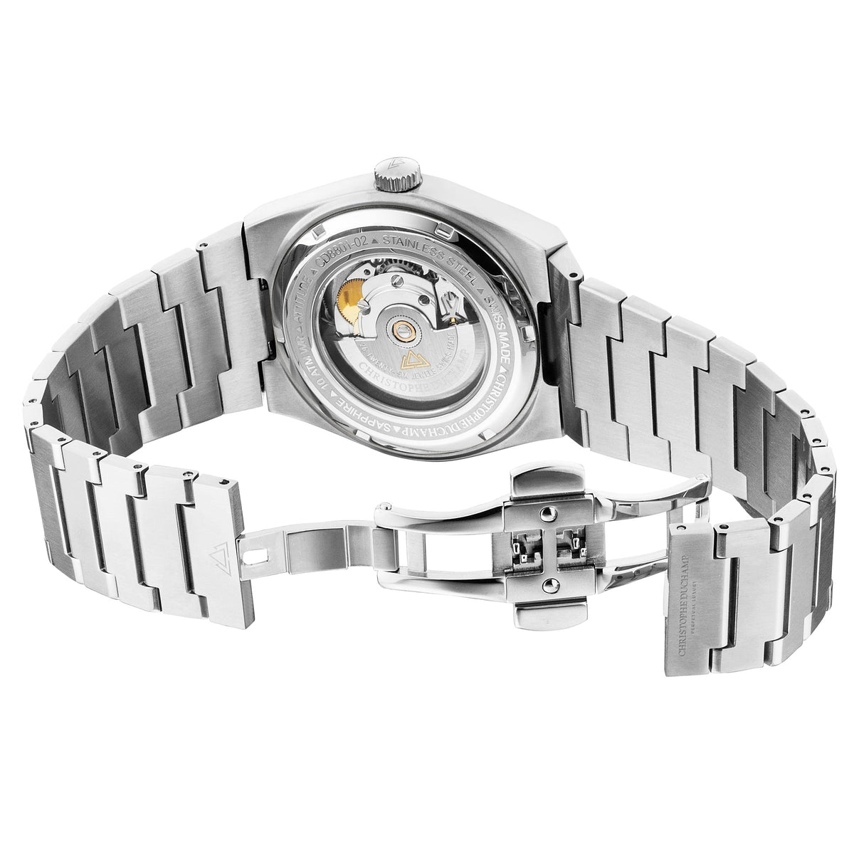 Christophe Duchamp Attitude Auto - Blue Dial with Silver Case and Silver Stainless Steel Strap