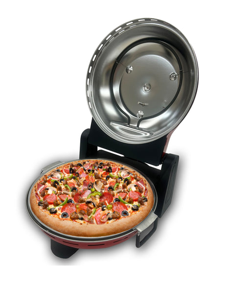 TODO 1400W Electric Pizza Maker Pizza Oven 30cm Ceramic Stone Plate 420A„ƒ Temperature - Red