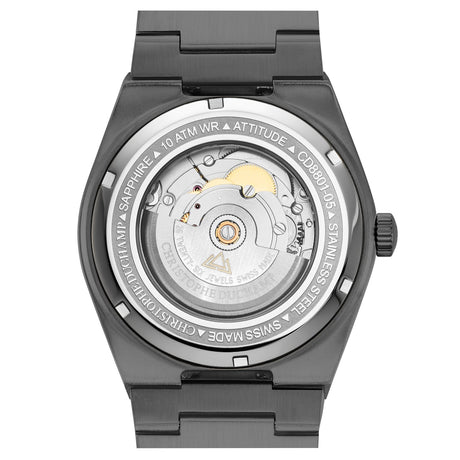 Christophe Duchamp Attitude Auto - Black Dial with Black Case and Black Stainless Steel Strap