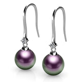 Krystal Couture Magnificent Pearl Hook Earrings Embellished with Swarovski Crystal Iridescent Purple Pearls