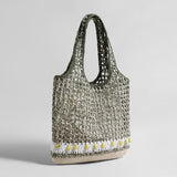 Hand-Crocheted Open-Weave Tote Bag - Olive