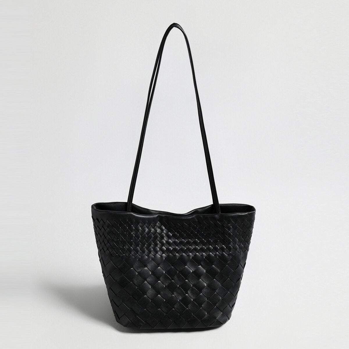 Handwoven Artisanal Leather Tote - Black