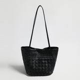 Handwoven Artisanal Leather Tote - Black