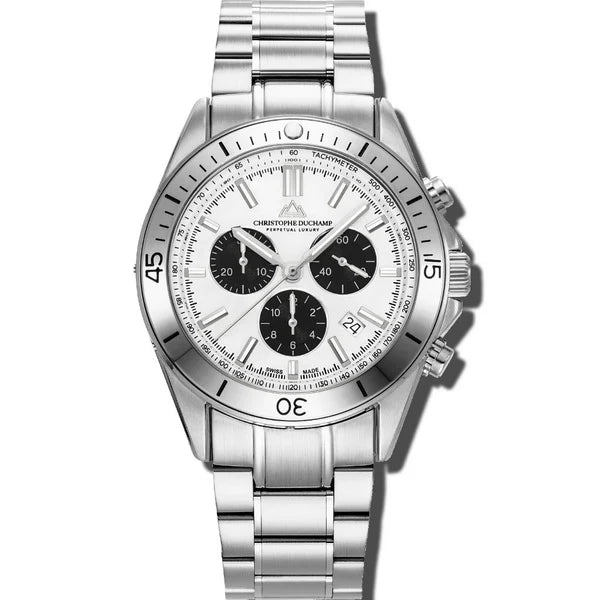 Christophe Duchamp Stratos - White Dial & 316L Stainless Steel & FKM Rubber Strap