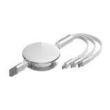 iQuick 3 in 1 Retractable Fast Charge Data Sync Cable USB Type-C Micro USB Pin