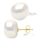 Earrings Yellow Gold - Natural White - Longueur 42 cm