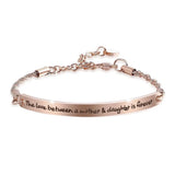Bullion Gold Mother's Love Inscriptions Rose Gold Bar Bracelet