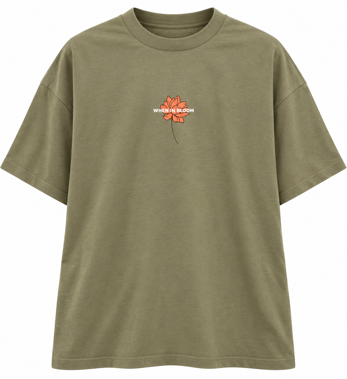 Asos Design Oversized T-Shirt In Khaki With Rose Print