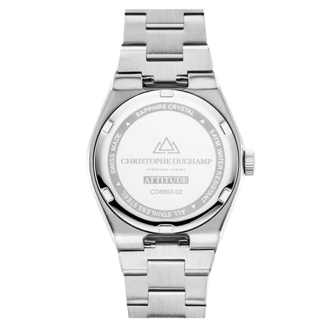Christophe Duchamp Attitude Double Diamond - Blue Dial with Silver Case and Silver Stainless Steel Strap