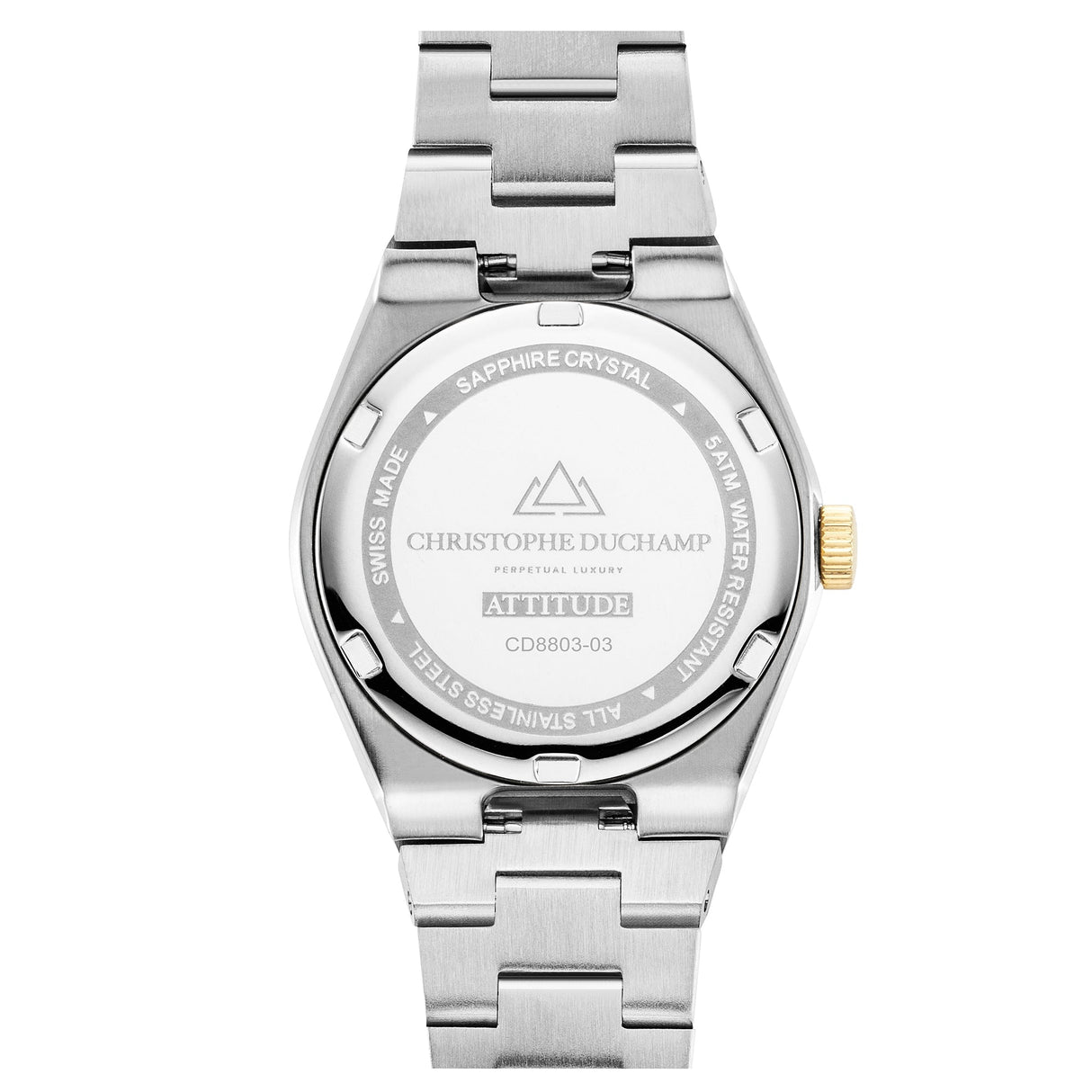 Christophe Duchamp Attitude Double Diamond - Champagne Dial with Silver & Gold Case and Silver Stainless Steel Strap