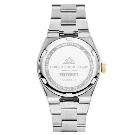 Christophe Duchamp Attitude Double Diamond - Champagne Dial with Silver & Gold Case and Silver Stainless Steel Strap
