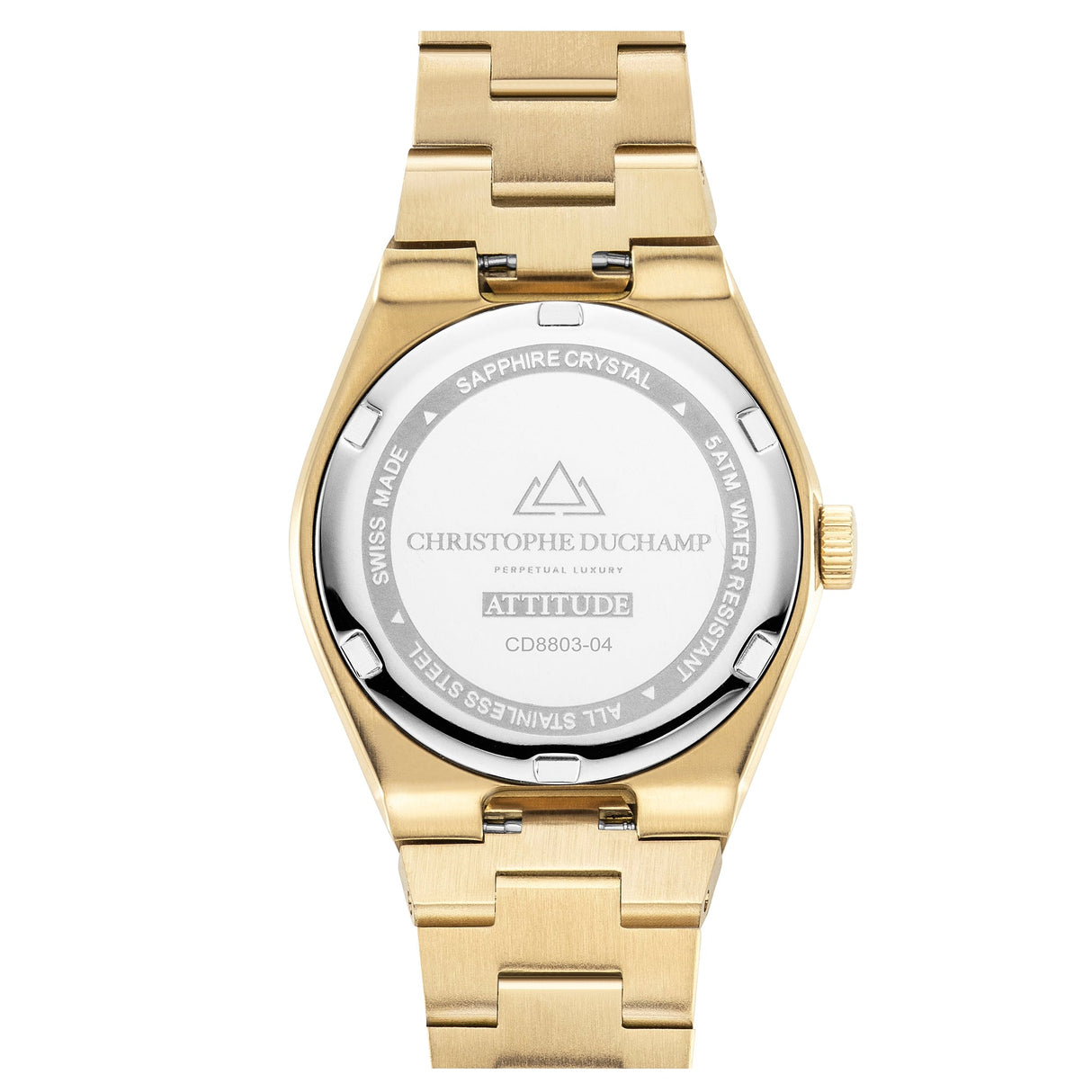 Christophe Duchamp Attitude Double Diamond - Champagne Dial with Gold Case and Gold Stainless Steel Strap