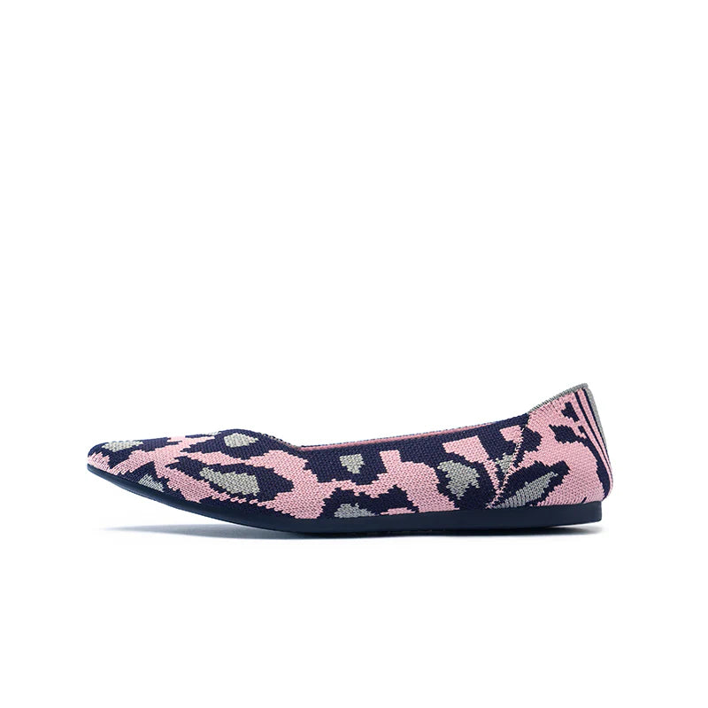Leopard Print Pointed Toe Work Shoes - Pink