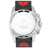Christophe Duchamp Marine Chrono Rubber - Black Dial with Silver Case, Black & Blue Bezel and Black Rubber Strap