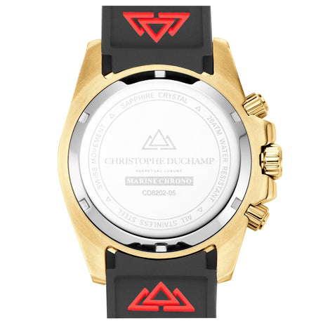 Christophe Duchamp Marine Chrono Rubber - Black Dial with Gold Case, Black Bezel and Black Rubber Strap